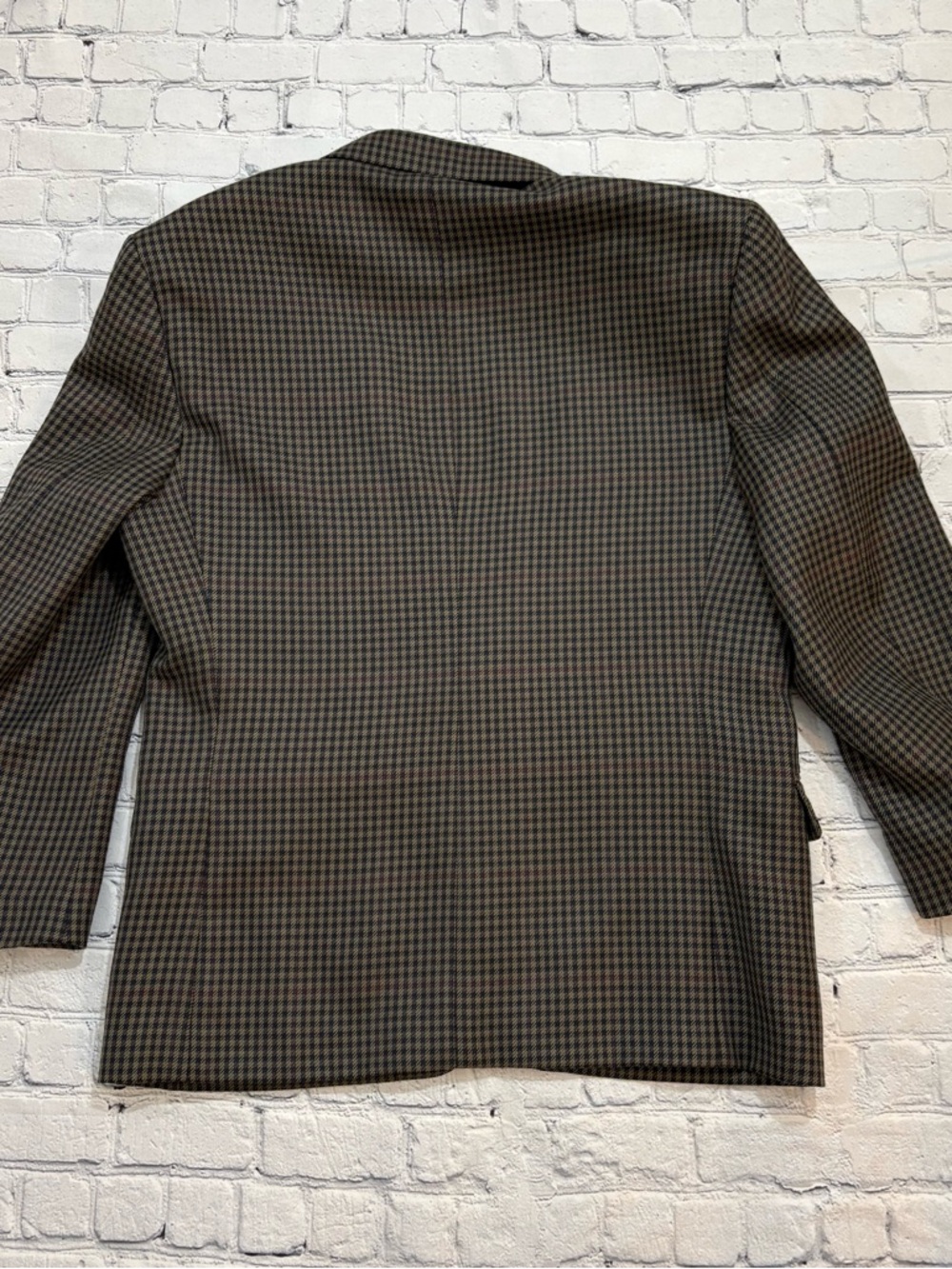 Gianelli Blazer Jacket Mens 40s Olive Green Polyester Wool Blend Houndstooth - Picture 10 of 16